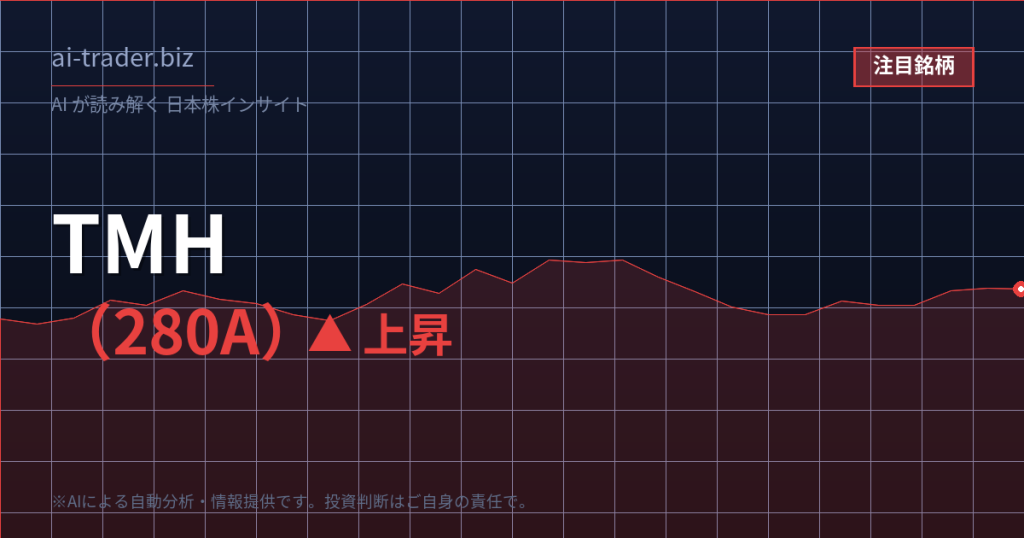 TMH（280A）が急騰、値上がり率上位にランクイン