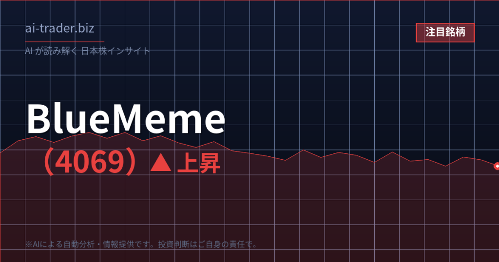 BlueMeme（4069）が急騰、ローコード開発・DX・AI関連で物色