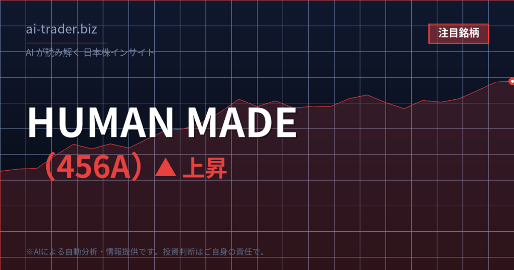 HUMAN MADE（456A）が急騰、ファッション・ブランド関連で物色