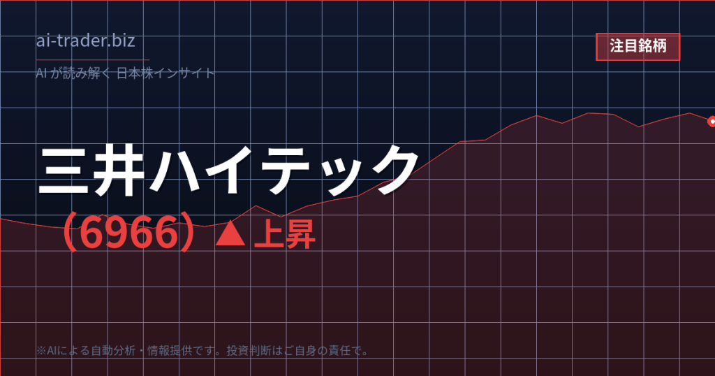 三井ハイテック（6966）が急騰、半導体リードフレーム・EVモーターコアで物色