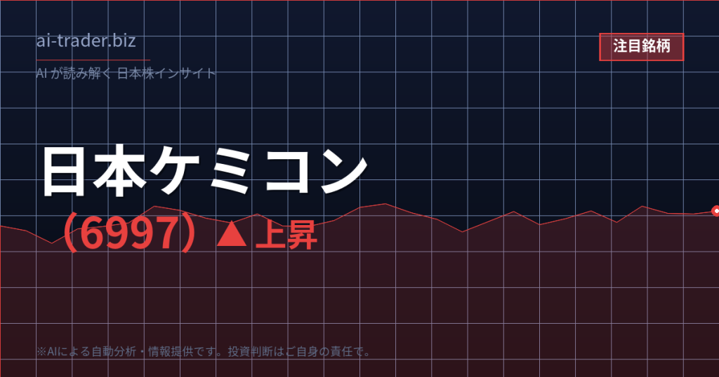 日本ケミコン（6997）が急騰、アルミ電解コンデンサ大手に資金集中