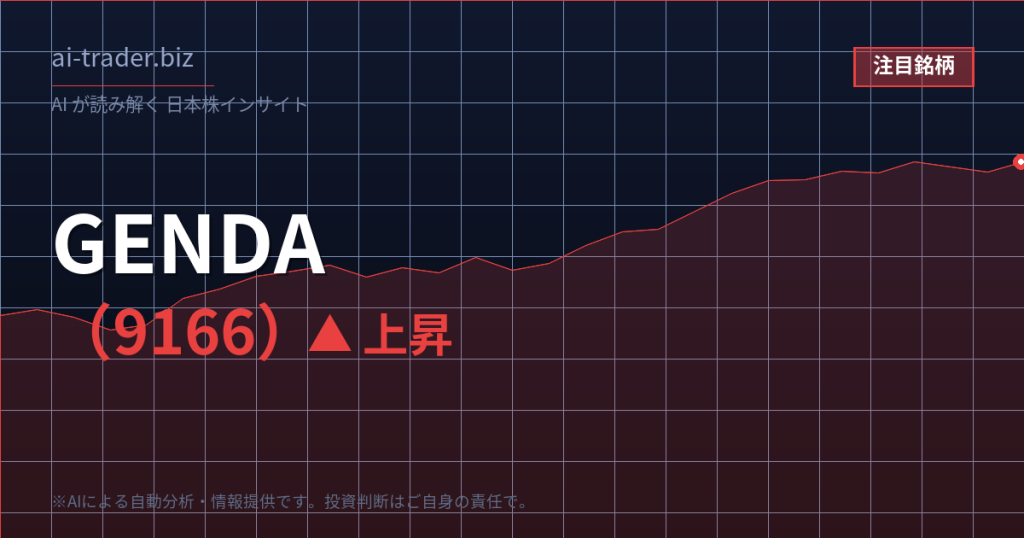 GENDA（9166）が急騰、アミューズメント・エンタメ事業の拡大期待で買われる